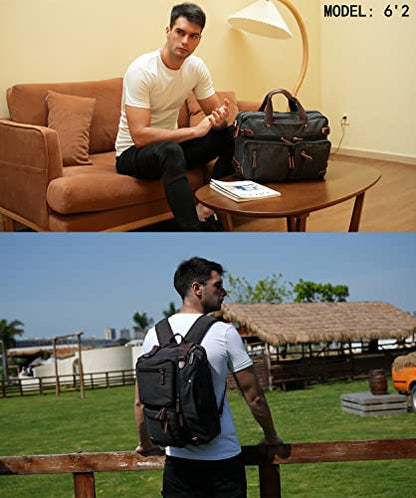 Baosha Convertible Briefcase Backpack 17 Inch Laptop Bag Case Business Briefcase HB-22 - color: Black-grey Mixed
