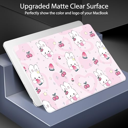 for 2026 MacBook Air 13-inch Laptop Case M5 2026 M4 2025 M3 2024 M2 2022 Release Model A3449 A3240 A3113 A2681, Hard Shell Cover for MacBook Air 13.6 inch, Rabbit & Strawberry - color: Rabbit & Strawberry