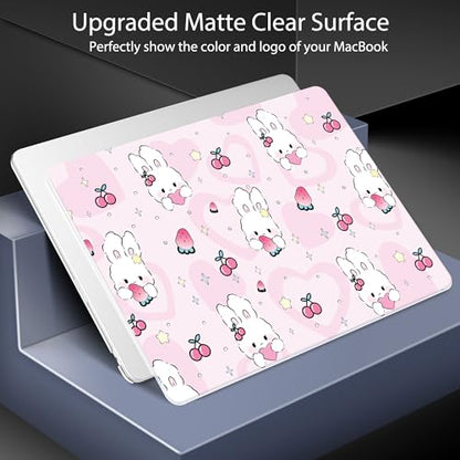 for 2026 MacBook Air 13-inch Laptop Case M5 2026 M4 2025 M3 2024 M2 2022 Release Model A3449 A3240 A3113 A2681, Hard Shell Cover for MacBook Air 13.6 inch, Rabbit & Strawberry - color: Rabbit & Strawberry