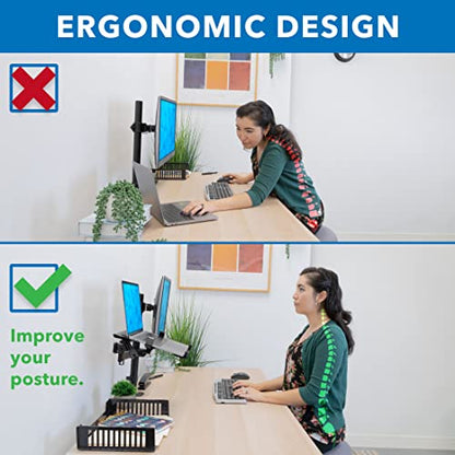 Mount-It! Laptop Pole Mount Tray | Full Motion Laptop Mount Fits Up to 15.6 Laptops | Universal Adjustable Steel Notebook Stand for Add On to Monitor Mounts