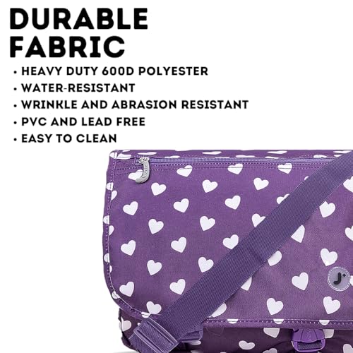 J World New York Terry Messenger Bag for Women Girls School Kids - color: Purple Heart