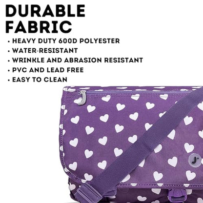 J World New York Terry Messenger Bag for Women Girls School Kids - color: Purple Heart