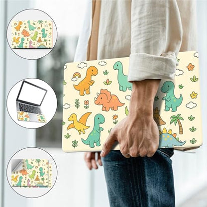 Universal Laptop Skin, DIY Cut-to-Fit Vinyl Cover Compatible with HP, Dell, Lenovo, Mac (13.3" to 15.6"), Anti-Scratch, No Residue & Bubble-Free Protective Decal Sticker, Cute Cartoon Dinosaurs - color: Cute Cartoon Dinosaurs