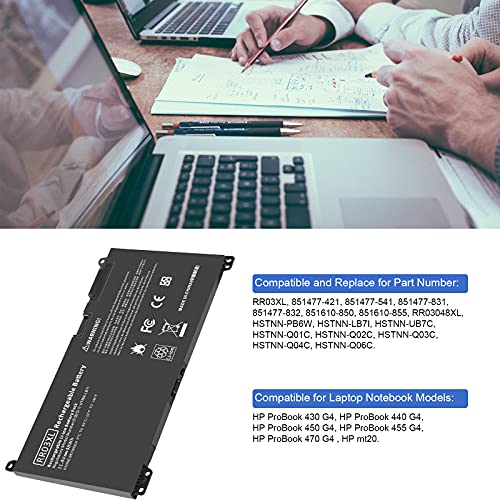 ASUNCELL RR03XL Battery for HP ProBook 430 G4 440 450 455 470 G4, HP ProBook 440 450 470 851477-421 851477-541 851477-831 851477-832 851610-850 - color: RR03XL