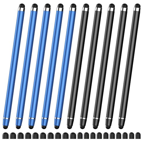 Stylus Pen for Touchscreen,2-in-1 High Precision Stylus 20Tips(Black/Blue) | Rubber Tip,High Sensitivity,No Charging,Suitable for iPad,iPhone,Tablets,Nintendo Switch and Android Devices,20 Tips - color: Blue/Black