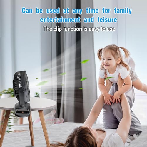 Clip on Fan Rechargeable, 8-Inch Battery Operated Desk Fan, USB Fan,5 Speeds, Strong Airflow, Sturdy Clamp for Golf Cart Office Desk Outdoor Travel Camping Tent Gym Treadmill,Black - color: Black