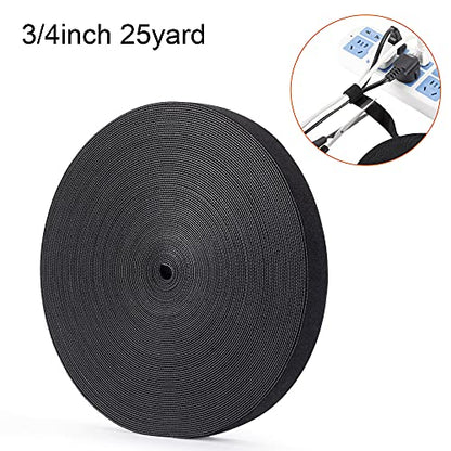Reusable Wire Management Roll Nylon Fastening Cable Ties Straps Xnakko 3/4 inch double-sided hook and loop tape (Black, 25 yards) - size: 3/4 in X 25 yd