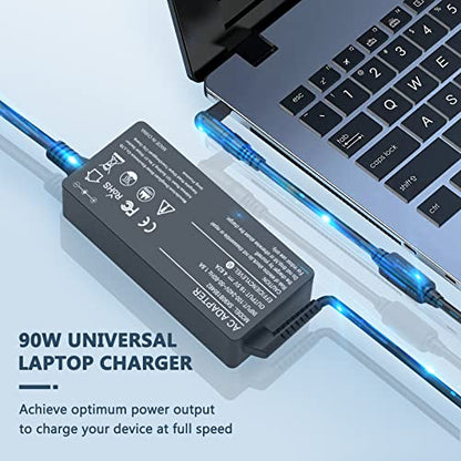 90W Universal AC Adapter Laptop Charger Compatible with HP Dell Acer Asus Toshiba IBM Sony Fujitsu Gateway Notebook Ultrabook Chromebook Power Supply Cord with 16 Connectors