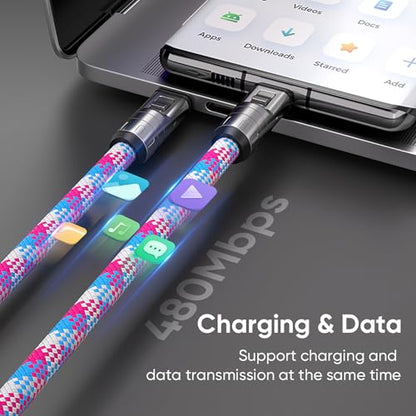 C to C 240W Charging Cable with Wearable Bracelet Design, 5A Fast Charging Phone Lanyard, Portable USB-C Cable for Smartphones, Tablets, Laptops (Black)