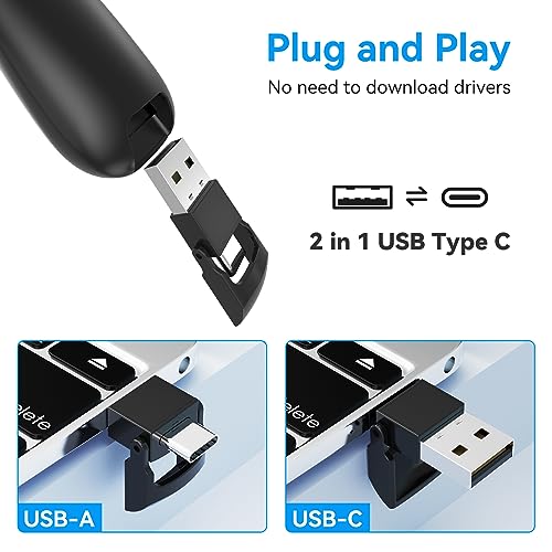 Wireless Presentation Clicker PowerPoint Presenter Remote : USB Type C Clicker with Red Laser Pointer Long Range PPT Control -Power Point Google Slide Advancer for Mac Laptop PC Computer Keynote - style: Red Light