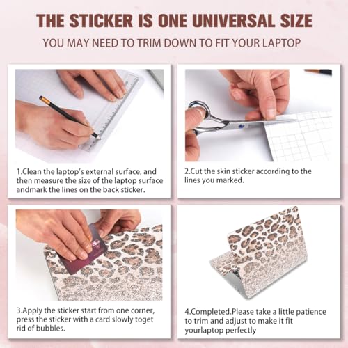PLIGREAT Glitter Leopard Print Laptop Skin Stickers Fits 12" 13" 13.3" 14" 15 inch Laptop Gradient Creative Style Universal Removable Waterproof Notebook Art Decals PC Protector Cover Sticker - color: Glitter Leopard Print