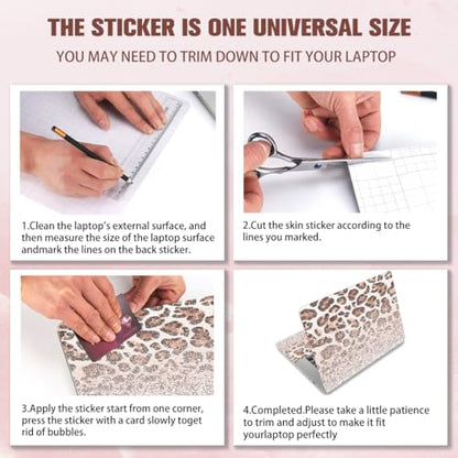 PLIGREAT Glitter Leopard Print Laptop Skin Stickers Fits 12" 13" 13.3" 14" 15 inch Laptop Gradient Creative Style Universal Removable Waterproof Notebook Art Decals PC Protector Cover Sticker - color: Glitter Leopard Print