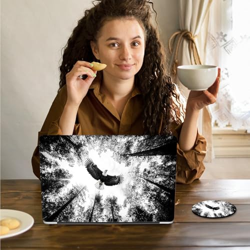 Laptop Skin Sticker Decal 15.6 Inch,12 13 13.3 14 15 15.6 in Laptop Netbook Skins for Notebook,Art Decal Removable Waterproof Scratch Resistant,Universal Vinyl Cover,Forest Eagle Black - color: Forest Eagle Black