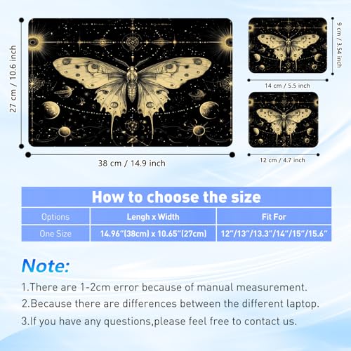 Universal Laptop Skin Sticker Decal with 2 Wrist Pad Skins, Waterproof Scratch Vinyl Cover for 11–15.6 Inch MacBook, HP, Dell, Lenovo, Cutable & Reusable,Mystic Celestial Butterfly - color: Mystic Celestial Butterfly