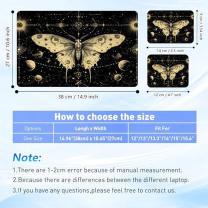 Universal Laptop Skin Sticker Decal with 2 Wrist Pad Skins, Waterproof Scratch Vinyl Cover for 11–15.6 Inch MacBook, HP, Dell, Lenovo, Cutable & Reusable,Mystic Celestial Butterfly - color: Mystic Celestial Butterfly