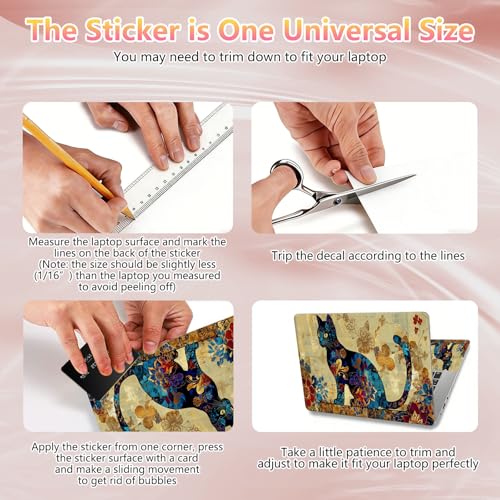 Laptop Skin Sticker Decal 12" 13" 13.3" 14" 15" 15.6",Waterproof Scratch Resistant Vinyl,Reusable Easy to Apply,for MacBook HP Dell Notebooks Netbooks Laptop,2 Wrist Pads,Cat Floral - color: Cat Floral
