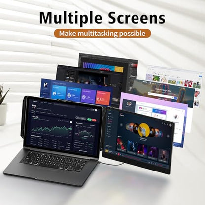ROYY Laptop Screen Extender, 14" Portable Laptop Monitor FHD 1080P IPS, 180° Rotation Dual Screen, One Cable Plug & Play, Extra Compatible with Windows/Mac/Android/Switch/PS Fits 13"-17" Laptops - size: 14" Screen Extender
