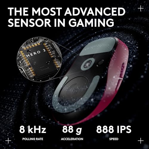 Logitech Pro X Superlight 2c Wireless Gaming Mouse 51g Compact - Magenta | 51g compact mini size, symmetrical shape, <8 kHz polling, 44K DPI, PowerPlay charging, USB-C, for PC/Mac - color: Magenta, size: Compact, style: Mouse