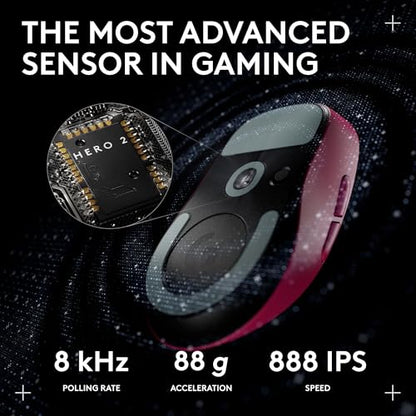 Logitech Pro X Superlight 2c Wireless Gaming Mouse 51g Compact - Magenta | 51g compact mini size, symmetrical shape, <8 kHz polling, 44K DPI, PowerPlay charging, USB-C, for PC/Mac - color: Magenta, size: Compact, style: Mouse