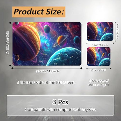 Laptop Skin Sticker for 12.1”-15.6“ Laptops (Fits 13”, 13.3”, 14”, 15”, 15.4”) | Protective Universal Reusable Vinyl Art Decal Cover | Waterproof & Scratch-Resistant-Colorful Planets Stars in Space - color: Colorful planets stars in space