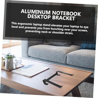 Healifty Ergonomic Aluminum Laptop Riser Stand Folding Holder for Desk Slip Stable Notebook Support Portable Computer Stand to Posture and Visual Angle Black