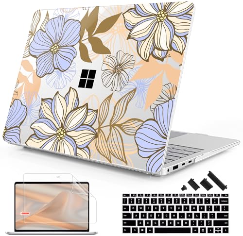 Mektron Case for 13.8" Microsoft Surface Laptop 8/7 (2026/2024) Surface Laptop 13.8 Inch Cover Fits Model 2036, Keyboard Cover +Screen Protector +Dust Plugs, Abstract Floral - color: Abstract Floral