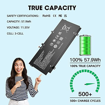 SH03XL 859356-855 Laptop Battery for HP Spectre X360 Convertible 13-AC0XX Replacement 13-AC023DX 13-AC013DX 13-AC033DX 13-W023DX 13-W013DX 13-W0XX 13-AB0XX, Fit SH03057XL CN03XL 859026-421 HSTNN-LB7L