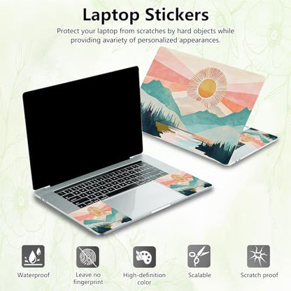 Laptop Skin Sticker Decal, Universal Reusable Vinyl Laptop Cover for 12" 13" 13.3" 14" 15" 15.4" 15.6" Notebook PC, Reusable Waterproof Scratch-Resistant with 2 Wrist Pads,Art Landscape Sun - color: Art Landscape Sun