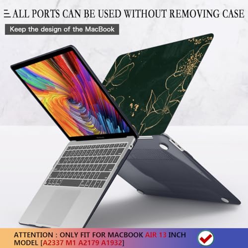 CISSOOK Case for MacBook Air 13 inch 2021 2020 2019 2018 | A2337 A2179 A1932 Hard Shell Case Keyboard Cover Screen Protector for MacBook Air 13 M1, Elegant Gold Lotus - color: Elegant Gold Lotus