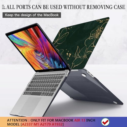 CISSOOK Case for MacBook Air 13 inch 2021 2020 2019 2018 | A2337 A2179 A1932 Hard Shell Case Keyboard Cover Screen Protector for MacBook Air 13 M1, Elegant Gold Lotus - color: Elegant Gold Lotus