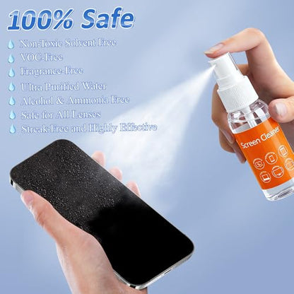 Ordilend Screen Cleaner Refill Kit for Keyboard Cleaning Kit Laptop Cleaner | Streak-Free Spray, for Computer, Phone, Pad, Includes Microfiber Cloth, 60ML