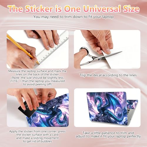 Laptop Skin Sticker Decal 12" 13" 13.3" 14" 15" 15.6",Waterproof Scratch Resistant Vinyl,Reusable Easy to Apply,for MacBook HP Dell Notebooks Netbooks Laptop,2 Wrist Pads,Blue Dragon Purple - color: Blue Dragon Purple