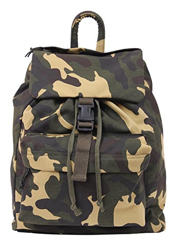 Rothco Canvas Daypack – Heavy-Duty Cotton Canvas Backpack for Hiking, Camping, Traveling, and Daily Use – 34L Capacity - color: Woodland Camo