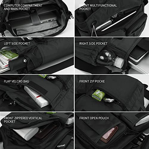 IX INOXTO Mens Messenger Bag Laptop Shoulder Bag Computer Work Office Bag Waterproof Briefcases for Travel Work - color: Black
