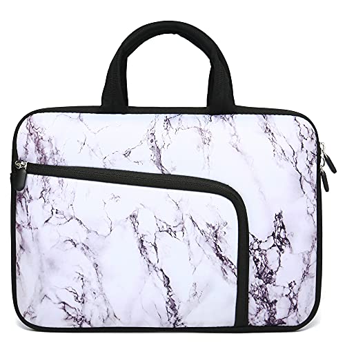 11 11.6 12 12.1 12.5 inches Laptop Sleeve Chromebook Case Ultrabook Case Notebook Sleeve PC Messenger Bag Tablet Case Neoprene Handle Sleeve for Women Men, Two Pockets(White Marble) - color: White Marble, size: For 11" 11.6" 12" 12.1" 12.5 Inch