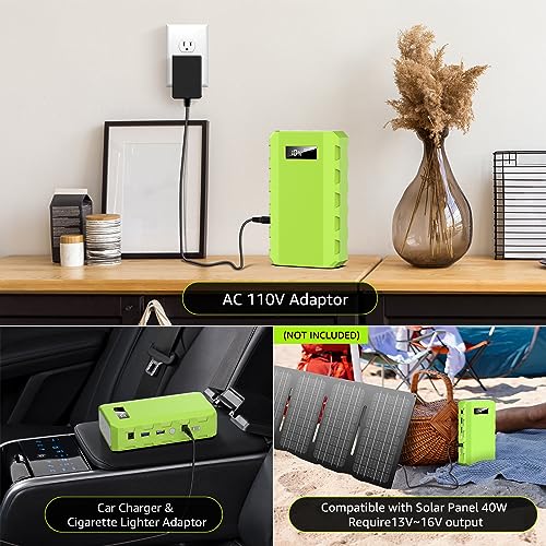 Portable Power Station with AC Outlet 120V, 24000mAh Laptop Charger Bank | Powkey 86Wh Lithium Battery Pack with 65W AC Outlet, Emergency Backup Power Supply for Camping Home Office Outdoor (Green) - color: A-Green