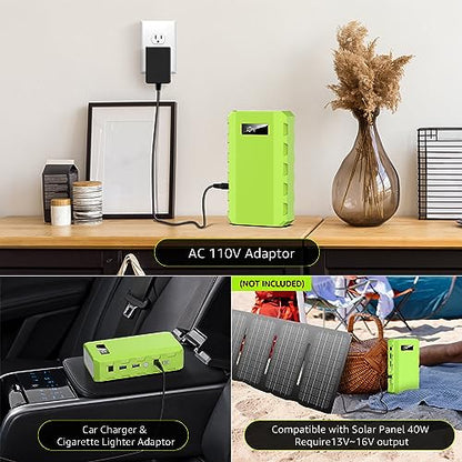 Portable Power Station with AC Outlet 120V, 24000mAh Laptop Charger Bank | Powkey 86Wh Lithium Battery Pack with 65W AC Outlet, Emergency Backup Power Supply for Camping Home Office Outdoor (Green) - color: A-Green