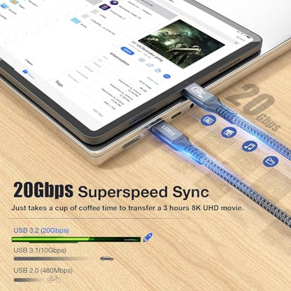 Long USB C to USB C Cable 240W Fast Charging, 20Gbps Fast Charging & Data Transfer, 8K@30Hz/4K@144Hz Video, Thunderbolt 3/4 Compatible for MacBook Pro, Samsung S23/S24, iPad Pro, Gaming Monitors - size: 13.3FT