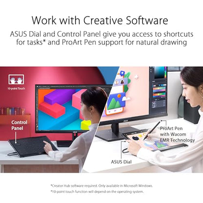 ASUS ProArt Display 15.6” 4K Pen Display (PA169CDV) – IPS, UHD (3840 x 2160), WACOM Feel EMR, 100% sRGB, Calman Verified, Pantone Validated, Speakers, USB-C, 10-Point Touch, Dial, 3 Year Warranty - style: 16" 4K Touch Wacom