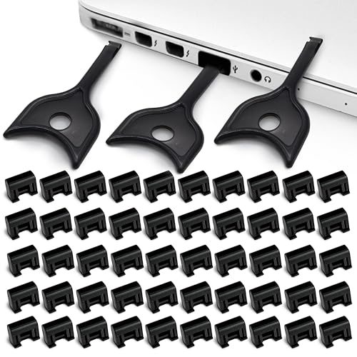 PortPlugs (50-Pack) USB-A Port Blockers - Key Lock USB Security to Help Prevent Data Theft - Removable Type-A Data Protection - Dust & Moisture Resistant Shield | Black - color: Black, size: 50 Pack