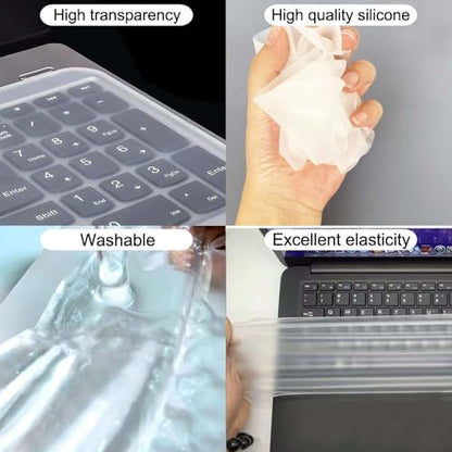 Ultra Thin Keyboard Cover Protector, Compatible with Laptop Notebook 13" 14" 15.6" 16" 17" inch Universal Silicone Keyboard Protector Skin Waterproof Dustproof (Transparent,for 15"-17.6") - size: For 15-17.6 inch laptops