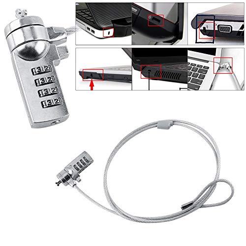 Laptop Lock Cable Chain, Theft Deterrent 4 Digit Password for Notebook PC, for Notebooks/Desktops with Built in Standard Security Locking Slot Hole