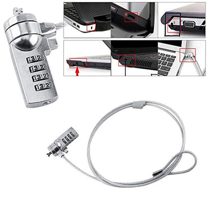 Laptop Lock Cable Chain, Theft Deterrent 4 Digit Password for Notebook PC, for Notebooks/Desktops with Built in Standard Security Locking Slot Hole