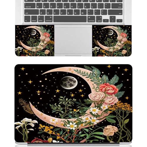 Universal Laptop Skin Sticker Decal for 11.6”12" 13" 13.3" 14" 15" 15.4" 15.6" Reusable Waterproof Scratch-Scratch Resistant Protective Vinyl Laptop Notebook Skin Stickers - Moon Floral Flower - color: Moon Floral Flower