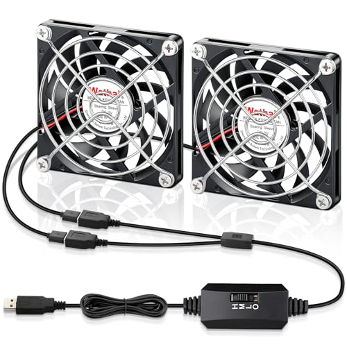 WWathai 2pcs 80mm x 10mm USB Computer Fan, USB Fans for Cooling Receiver DVR PlayStation Xbox Computer Cabinet Cooling 80x80x10mm - size: 80x10mm (5V)