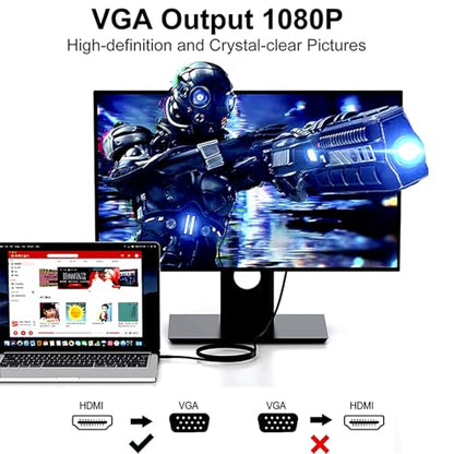HDMI to VGA 25Ft Cable with IC, Gold-Plated HDMI to VGA Compatible for Computer, Desktop, Laptop, PC, Monitor, Projector,HDTV, Raspberry Pi, Roku, Xbox and More, Green-Gray Aluminum Shell - size: 25FT