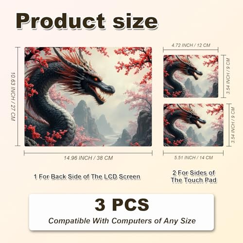 Universal Laptop Skin Sticker, 11-15.6 Inch Reusable Vinyl Laptop Skin Decal, Scratch Resistant Waterproof Cover, Easy to Trim & Apply, Dragon Cherry Blossom - color: Dragon Cherry Blossom