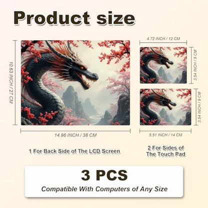 Universal Laptop Skin Sticker, 11-15.6 Inch Reusable Vinyl Laptop Skin Decal, Scratch Resistant Waterproof Cover, Easy to Trim & Apply, Dragon Cherry Blossom - color: Dragon Cherry Blossom