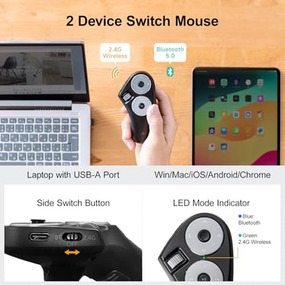 SANWA 3 in 1 Wireless Handheld Mouse + Bluetooth Touchpad Keyboard Set, Presentation Clicker, Remote Air Mouse with Scroll, Portable Finger Mice, Rechargeable Trackpad for Mac, PC, Laptop, Phone, Tabl
