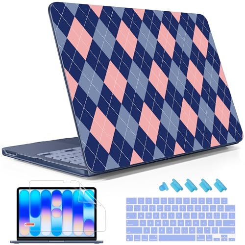 May Chen for MacBook Neo Case 13 inch 2026 | 100% Match Official Color | Pattern Printing, Anti-Crack & Scratch & Fingerprint | Protective Hard Shell Cases Laptop Model A3404 - Argyle Pattern - color: Argyle pattern